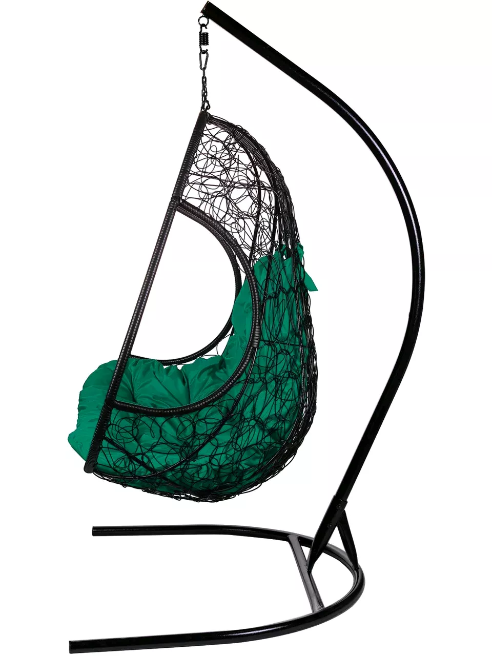 Двойное подвесное кресло Bigarden Primavera Black с зеленой подушкой