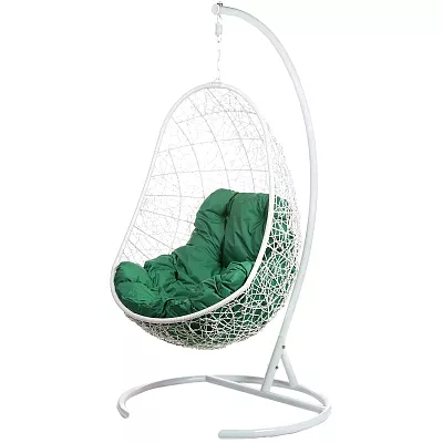 Подвесное кресло Bigarden Easy White с зеленой подушкой