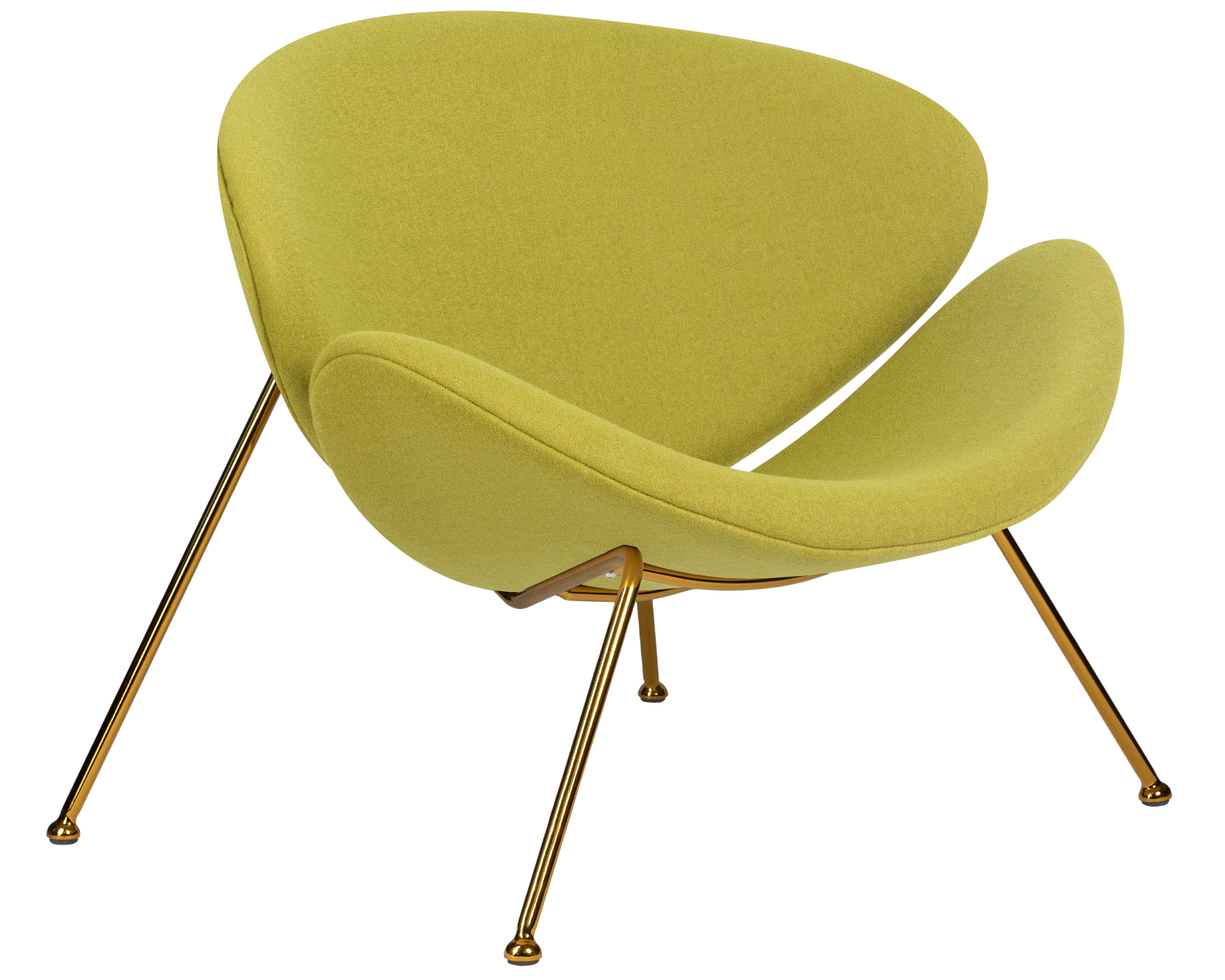 Кресло дизайнерское DOBRIN EMILY светло-зеленая ткань AF3, золотое основание
