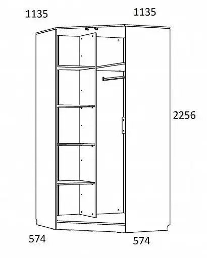 Угловой шкаф для одежды Фанк Silva НМ 013.04-04 М белый / дуб сонома