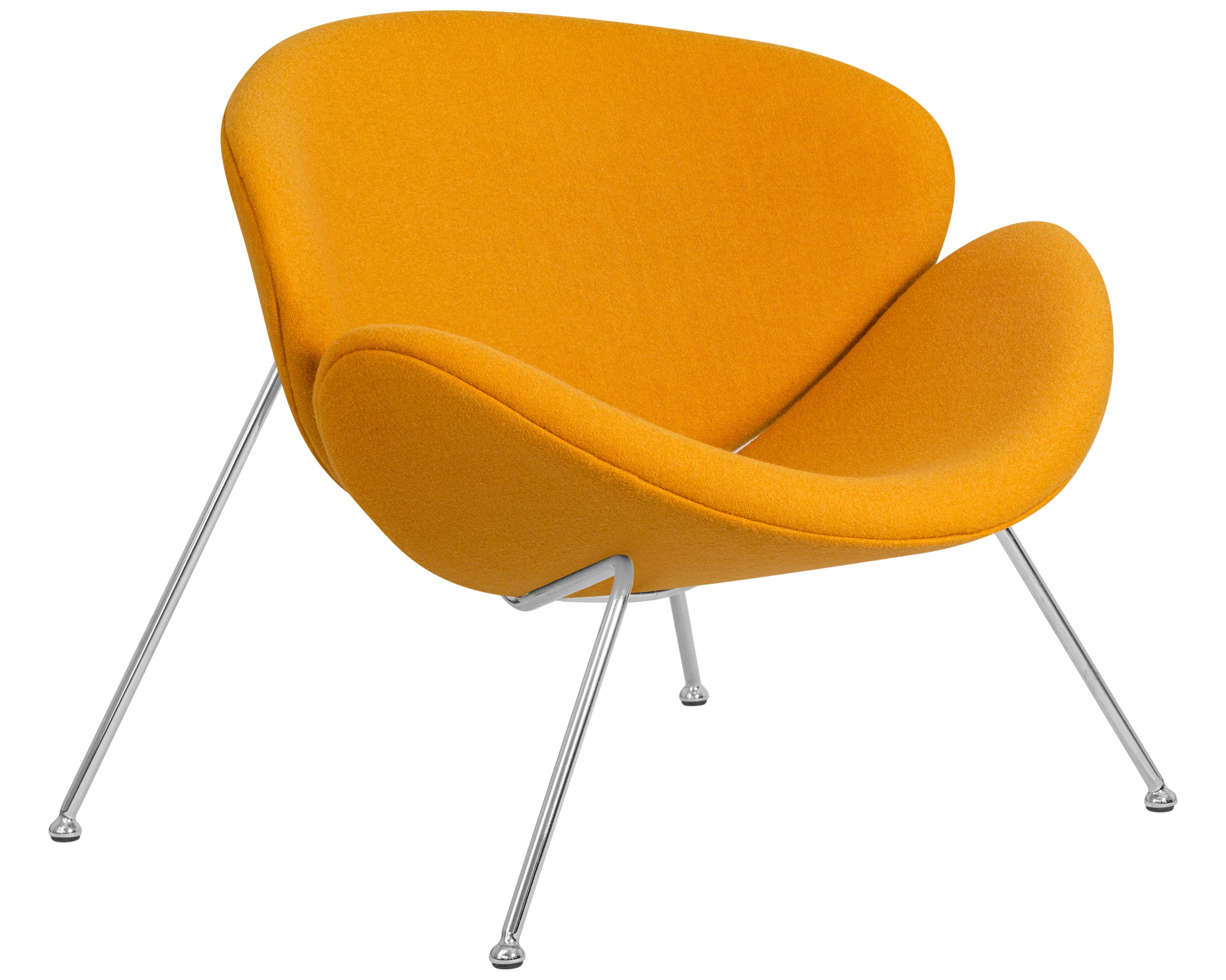 Кресло дизайнерское DOBRIN EMILY желтая ткань AF13, хромированная сталь