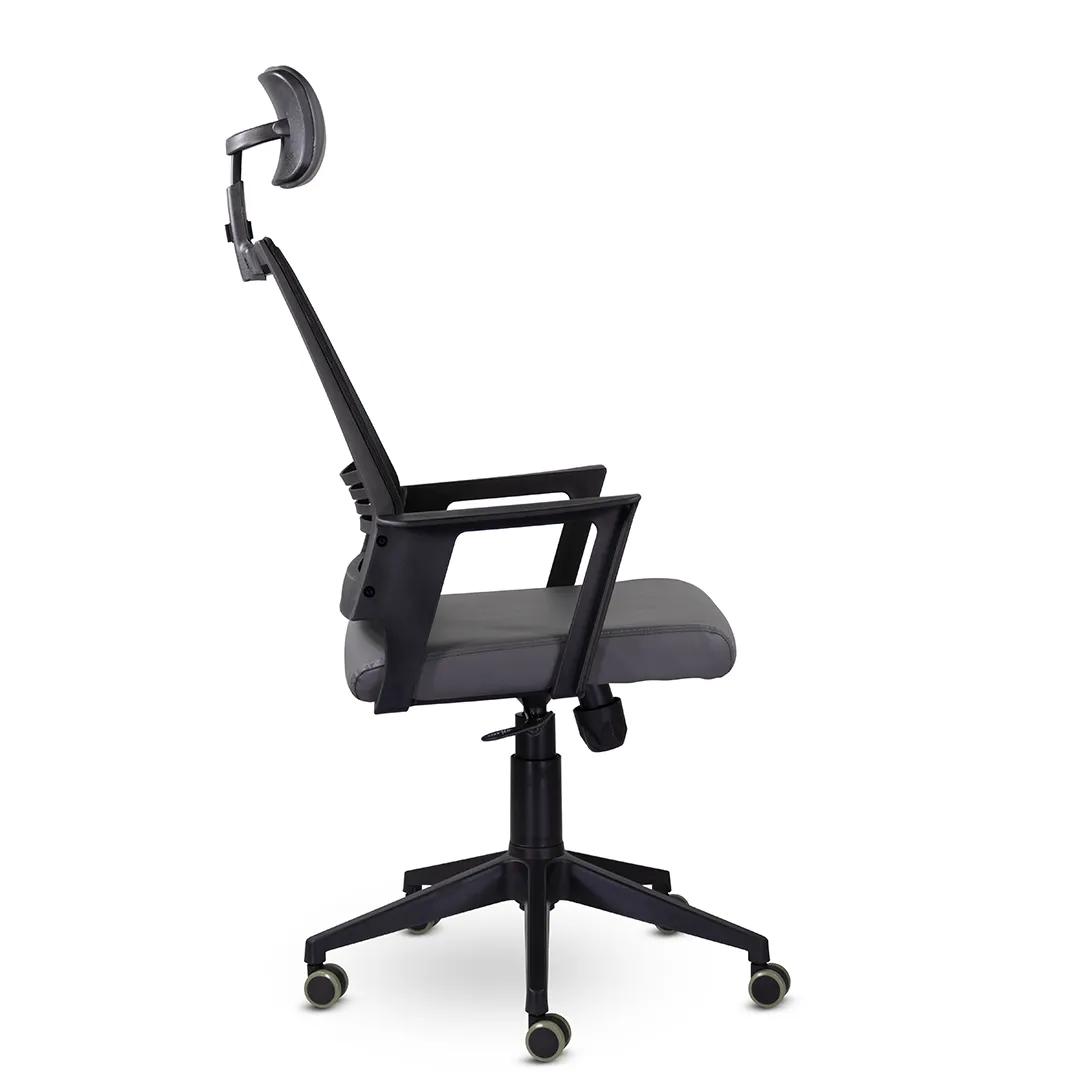 Кресло компьютерное Аэро М-808 BLACK PL Экокожа серый