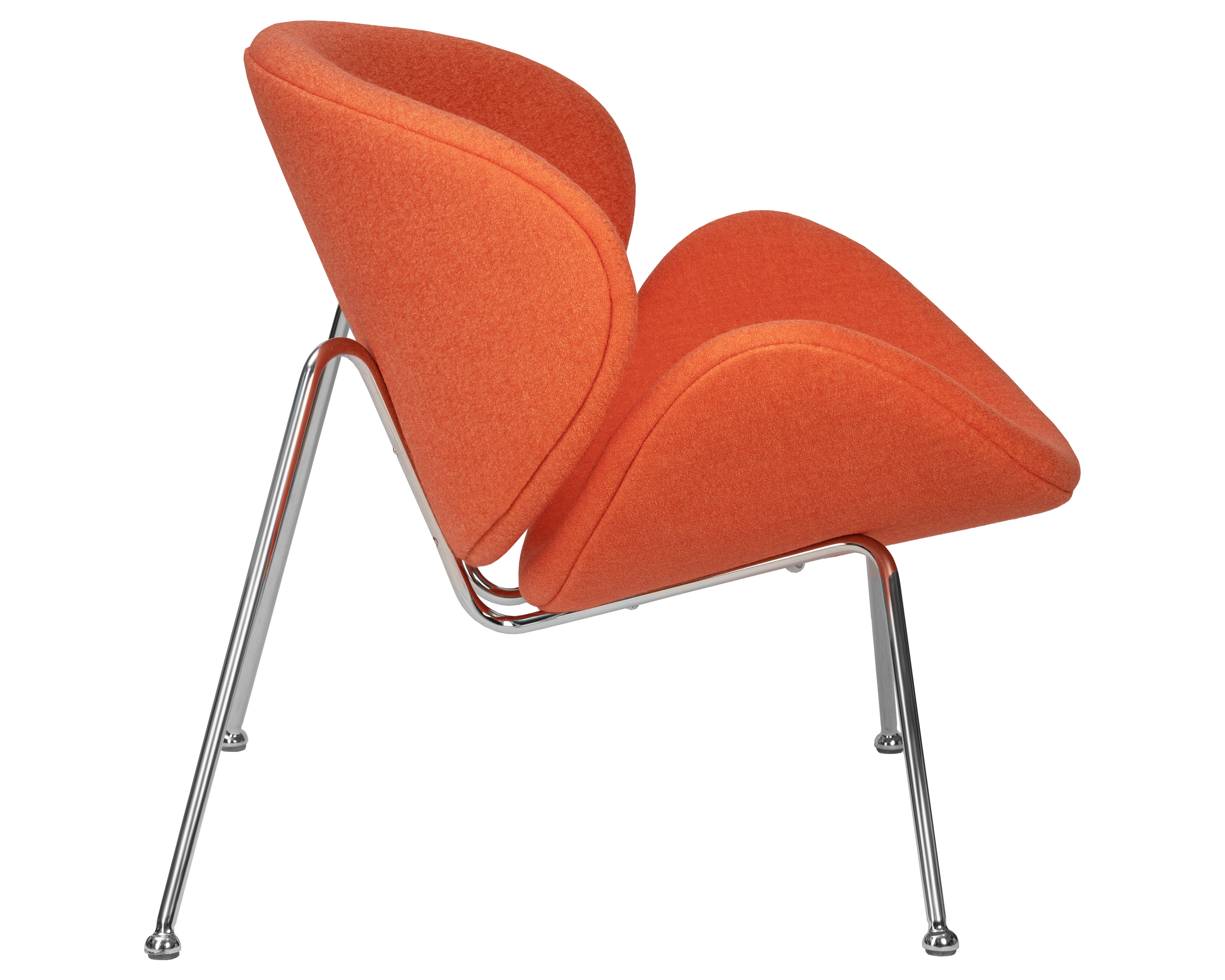 Кресло дизайнерское DOBRIN EMILY оранжевая ткань AF, хромированная сталь
