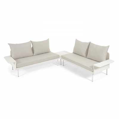 Угловой алюминиевый диван La Forma Zaltana с белой матовой отделкой 164 см
