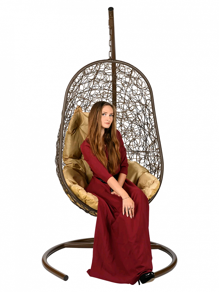 Подвесное кресло Bigarden Easy  Brown с бежевой подушкой