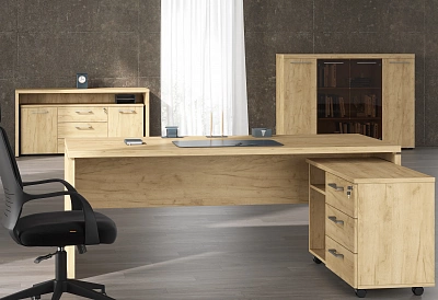 Комплект мебели для кабинета руководителя со стеллажами Skyland TORR-Z дуб бофорд