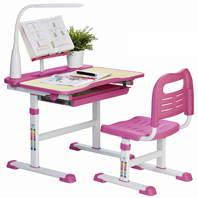 Комплект парта и стул (растущие) RIFFORMA SET HOLTO-17А Клен Розовый