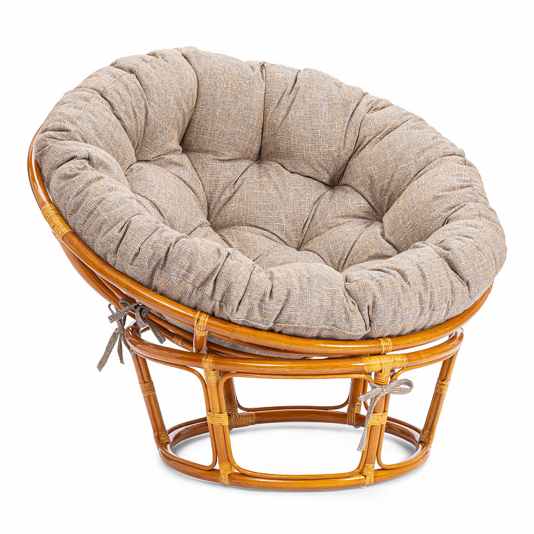Кресло Папасан/Papasan (23/01 W) с подушкой и ремешками Cognac (коньяк) / Меланж