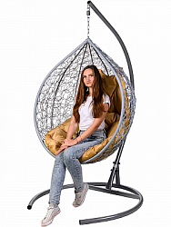 Подвесное кресло Bigarden Tropica Gray с бежевой подушкой