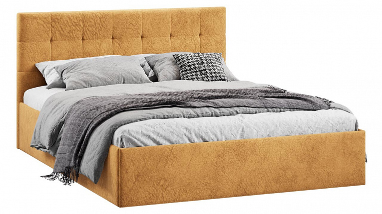 Кровать 140х200 с подъемным механизмом Джоли ТриЯ микровелюр Wellmart Yellow