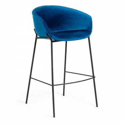 Барный стул La Forma Zadine бархатный синий