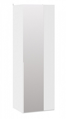 Шкаф для одежды угловой с зеркальной дверью Порто белый жемчуг белый софт СМ-393.07.007