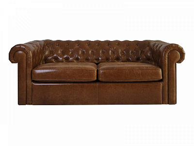 Диван Chesterfield раскладной натуральная кожа коричневый 329523