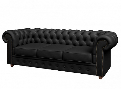 Диван трехместный Pointex Тюдор (Tudor) TUD36730001 черный экокожа