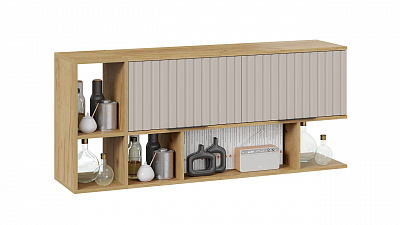 Шкаф настенный с двумя полками Хилтон Трия (1350) Дуб Крафт золотой / Мокко матовый