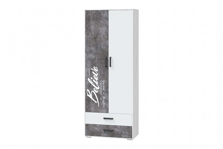 Шкаф для одежды с ящиками 869 белый / камень темный МЛК