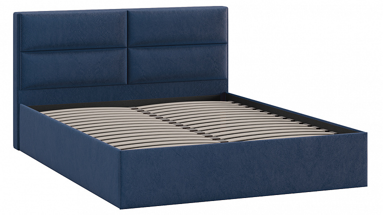 Кровать без подъемного механизма Глосс Трия Тип 1 Микровелюр Wellmart Blue 1400x2000