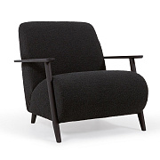 Кресло La Forma Marthan из черной синели и дерева с отделкой венге